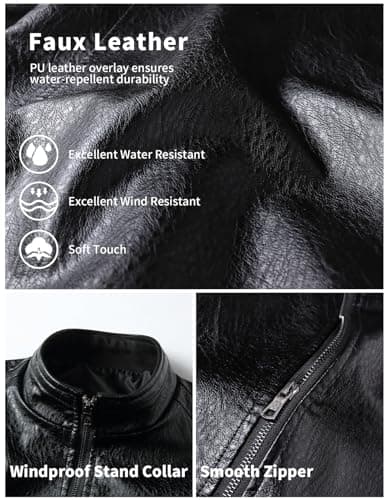 PEGENO Men's Lightweight Stand Collar Faux Leather Motorcycle Jacket