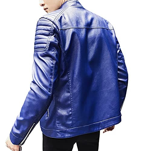 Womley's Men's Casual Slim Fit Faux Leather Biker Jacket