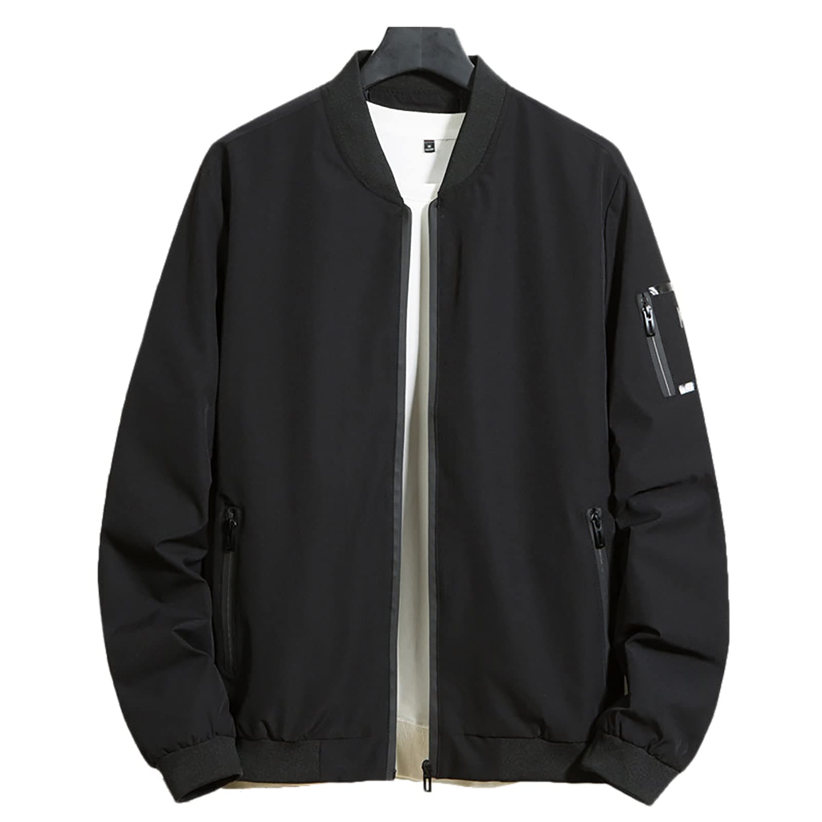 Sandbank Men's Casual Long Sleeve Bomber Jacket Banded Collar Windbreaker