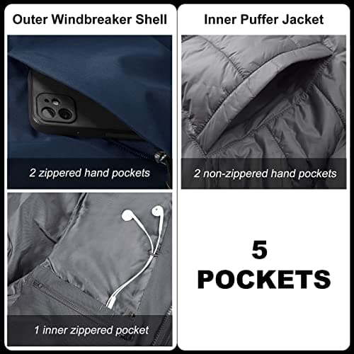 Men's 3-in-1 Waterproof Ski Jacket for Winter Sports