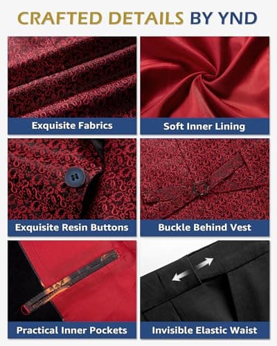 YND Men's Slim Fit Tuxedo Set with Shawl Collar Jacket & Pants