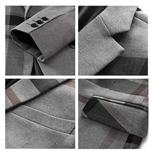 Kudoro Mens Plaid Slim Fit Tuxedo Suit Casual Blazer Pants for Weddings Business
