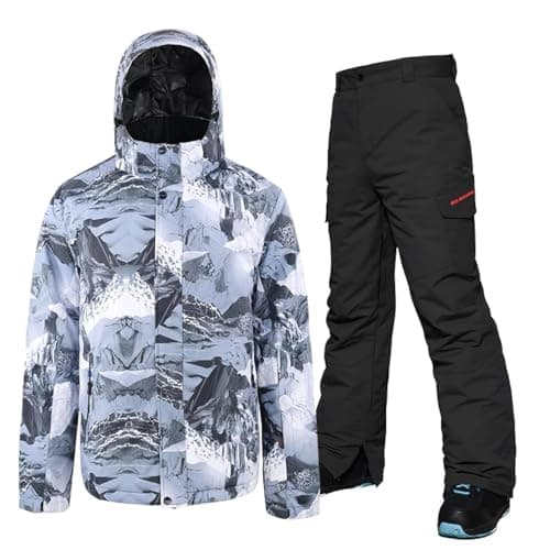 YEEFINE Men's Waterproof Snowsuit for Winter Skiing and Snowboarding