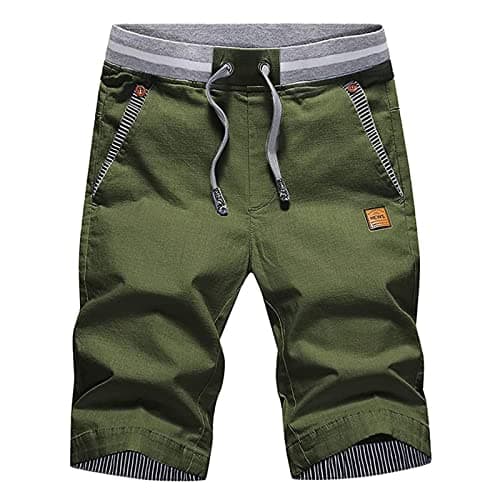 JustSun Men's Classic Fit Cotton Shorts with Elastic Waist and Pockets