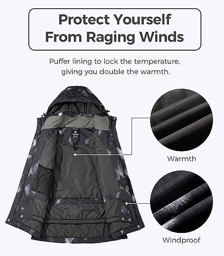 wantdo Women's Waterproof Windproof Ski Snow Coat with Taped Seams