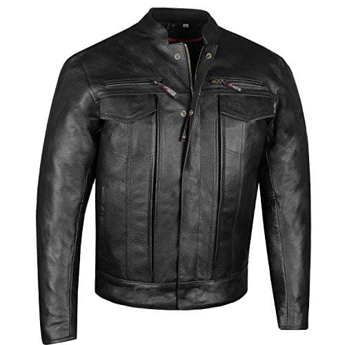 Men's Premium Black Commuter Motorcycle Jacket - CE Armor, Gun Pockets, XL