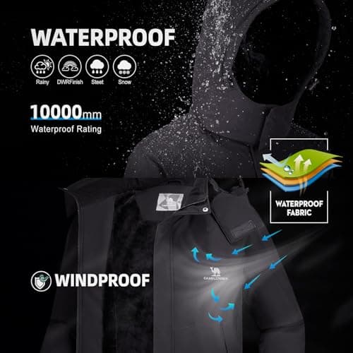 CAMEL CROWN Men's Waterproof Winter Ski Jacket for Snow Outdoor Hiking