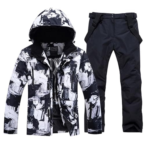 RIUIYELE Men's Insulated Waterproof Ski Suit Winter Skiing Snowboard Jacket Pants Set