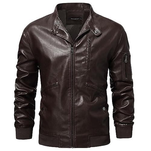 Men's Faux Leather Bomber Jacket