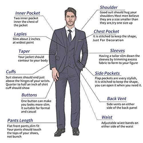 MAGE MALE Men's 3-Piece Slim Fit Suit Set: Elegant Blazer, Vest, and Pants
