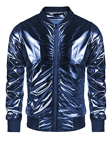 COOFANDY Men's Metallic Varsity Jacket