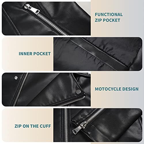 Whattry Men's Padded Faux Leather Windbreaker Jacket with Hood
