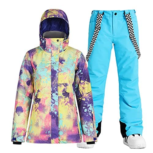 GSOU Women's Waterproof Snowsuit Ski Jacket and Pants Insulated Warm Winter Snowboarding