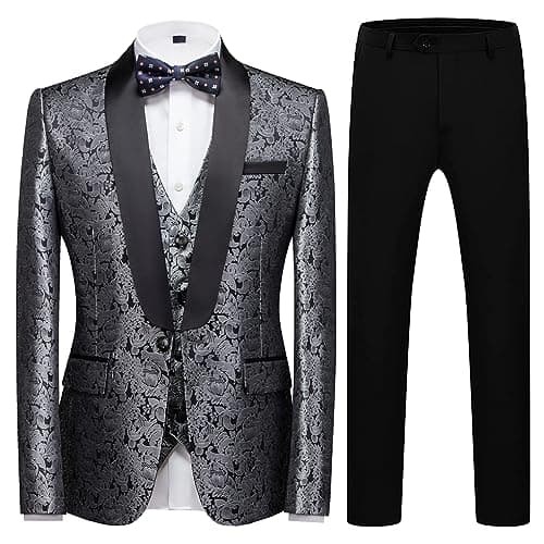 KUDORO Slim Fit 3 Piece Men's Formal Tuxedo Suit for Wedding Prom