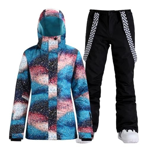 GSOU Women's Waterproof Snowsuit Ski Jacket and Pants Insulated Warm Winter Snowboarding