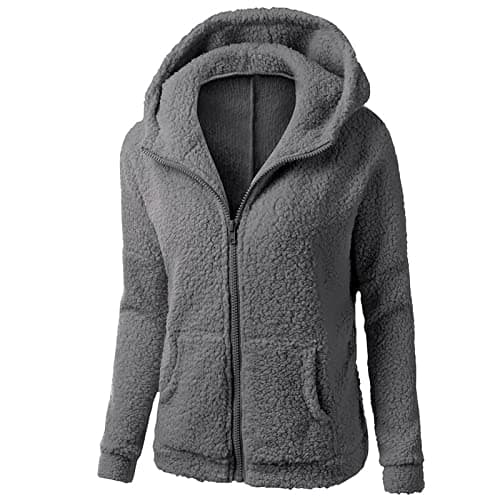 YMADREIG Women's 2023 Winter Fuzzy Fleece Zip-Up Hoodie Coats Plus Size Warm