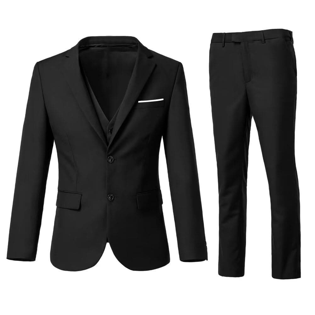 ZKHOECR Men's 3-Piece Slim Fit Two-Button Suit Set Jacket & Pants