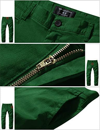 32 Size Men's Slim-Tapered Flat Front Grass Green Casual Pants