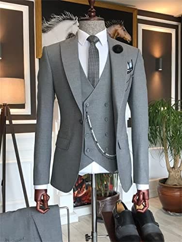 Slim Fit Double Breasted Men's Suit for Wedding and Events