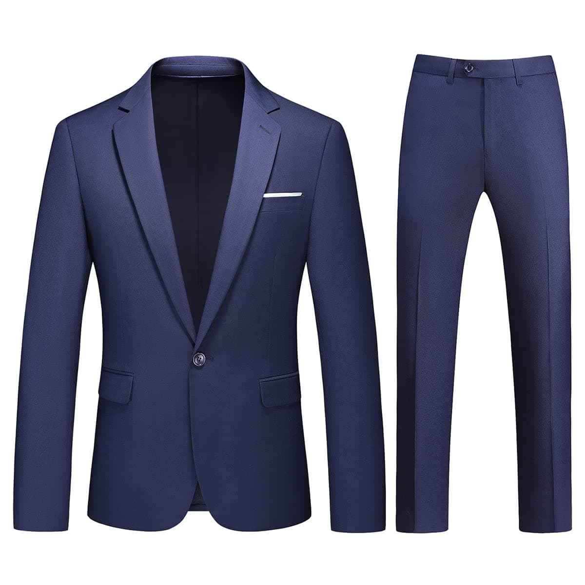 KUDMOL Men's Slim Fit 2-Piece Casual One-Button Solid Suits for Business and Wedding Party
