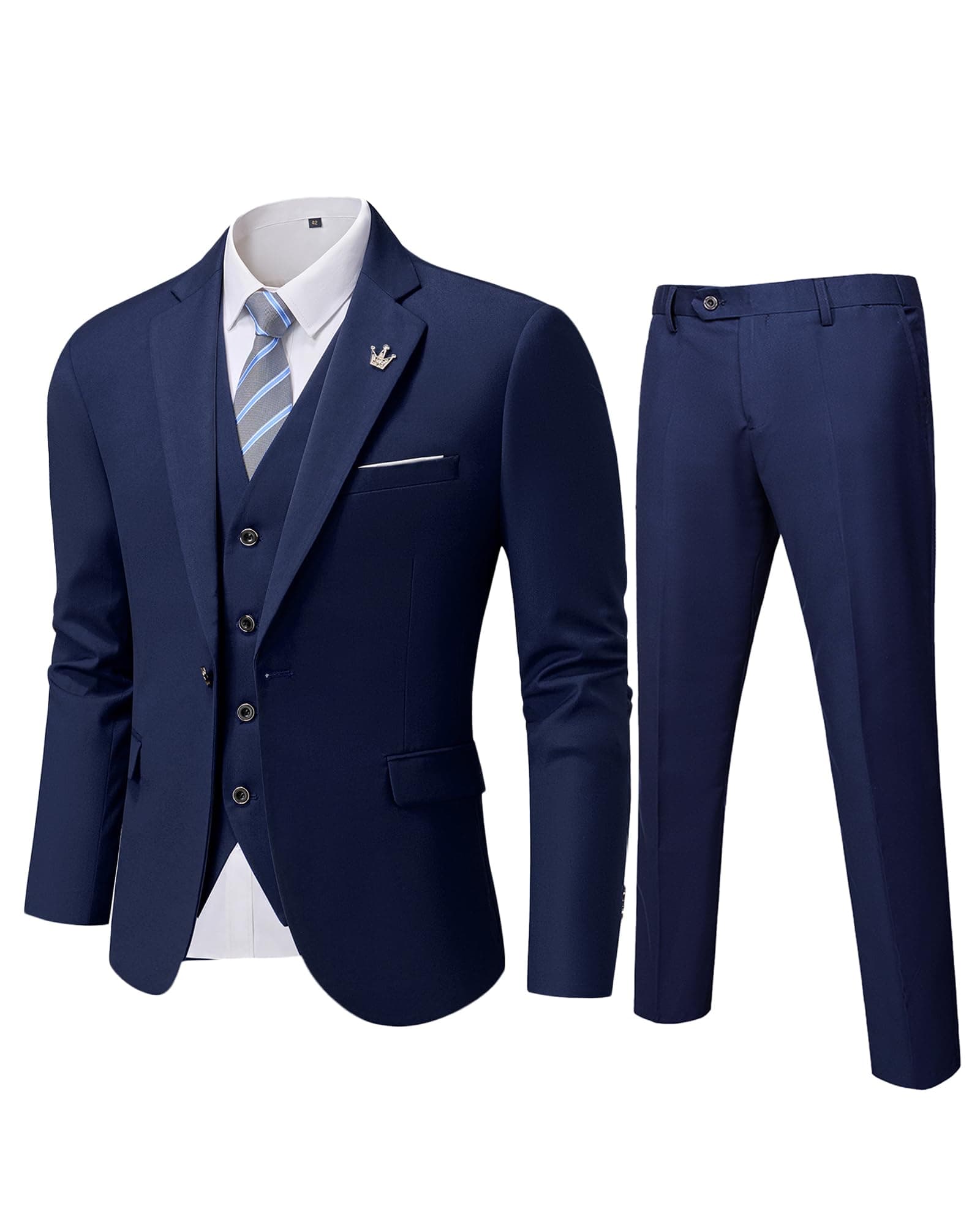 MYS Men's Slim Fit Suit Set with Tie