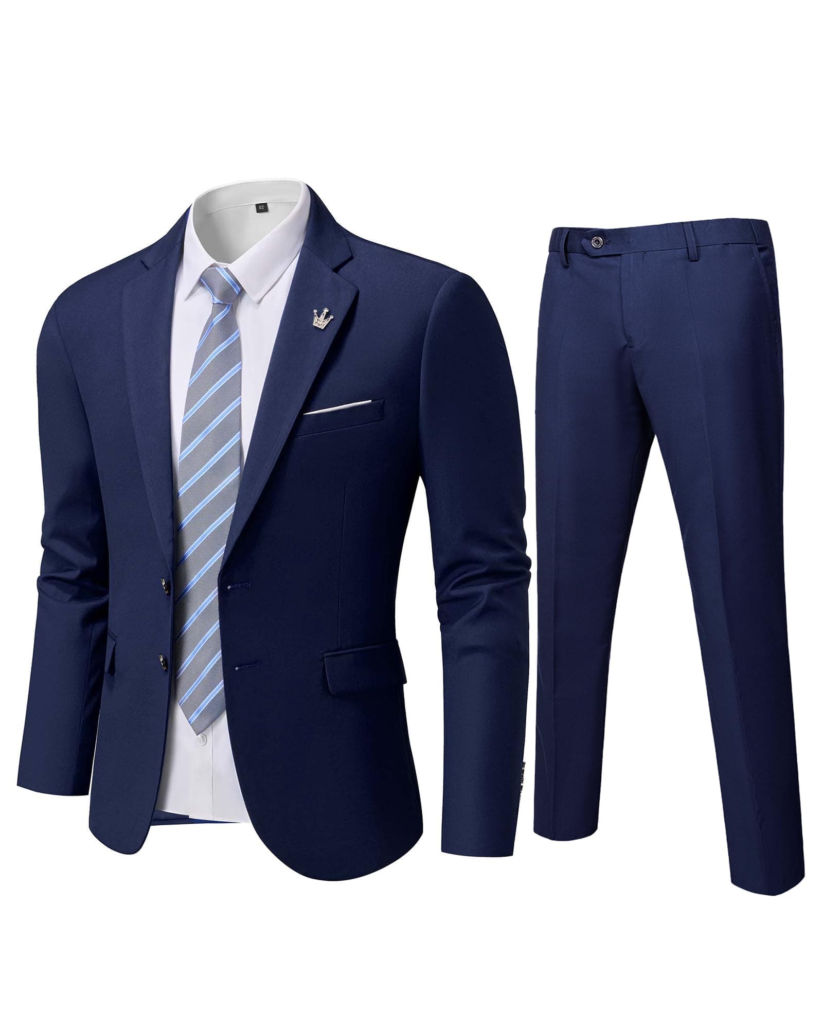 MY'S Men's Slim Fit Two-Piece Suit Notch Lapel Jacket and Pants Wedding Party Blazer