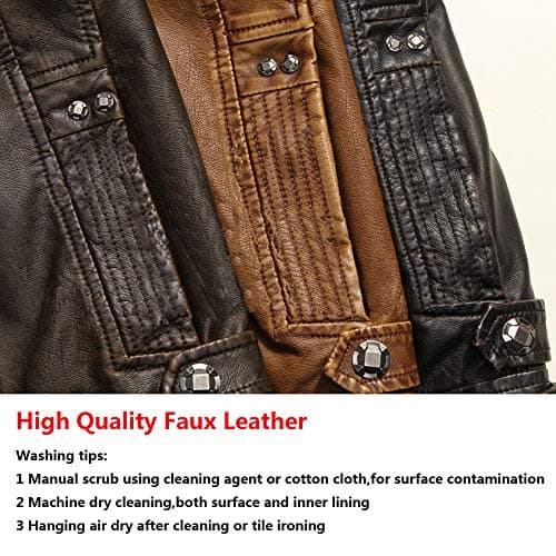 WULFUL Classic Stand Collar Leather Motorcycle Jacket