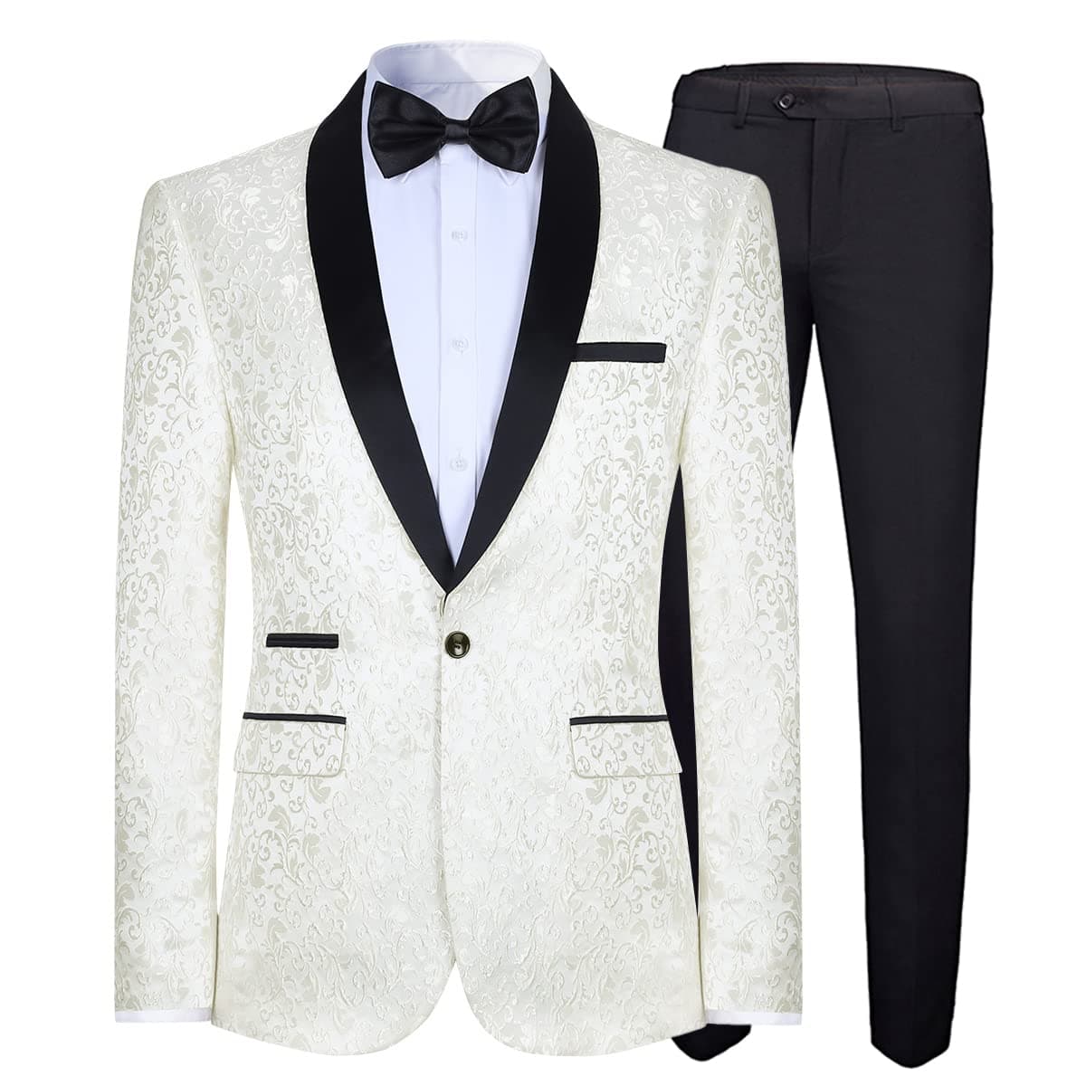 Cloudstyle Men's 2-Piece Floral Jacquard Suit