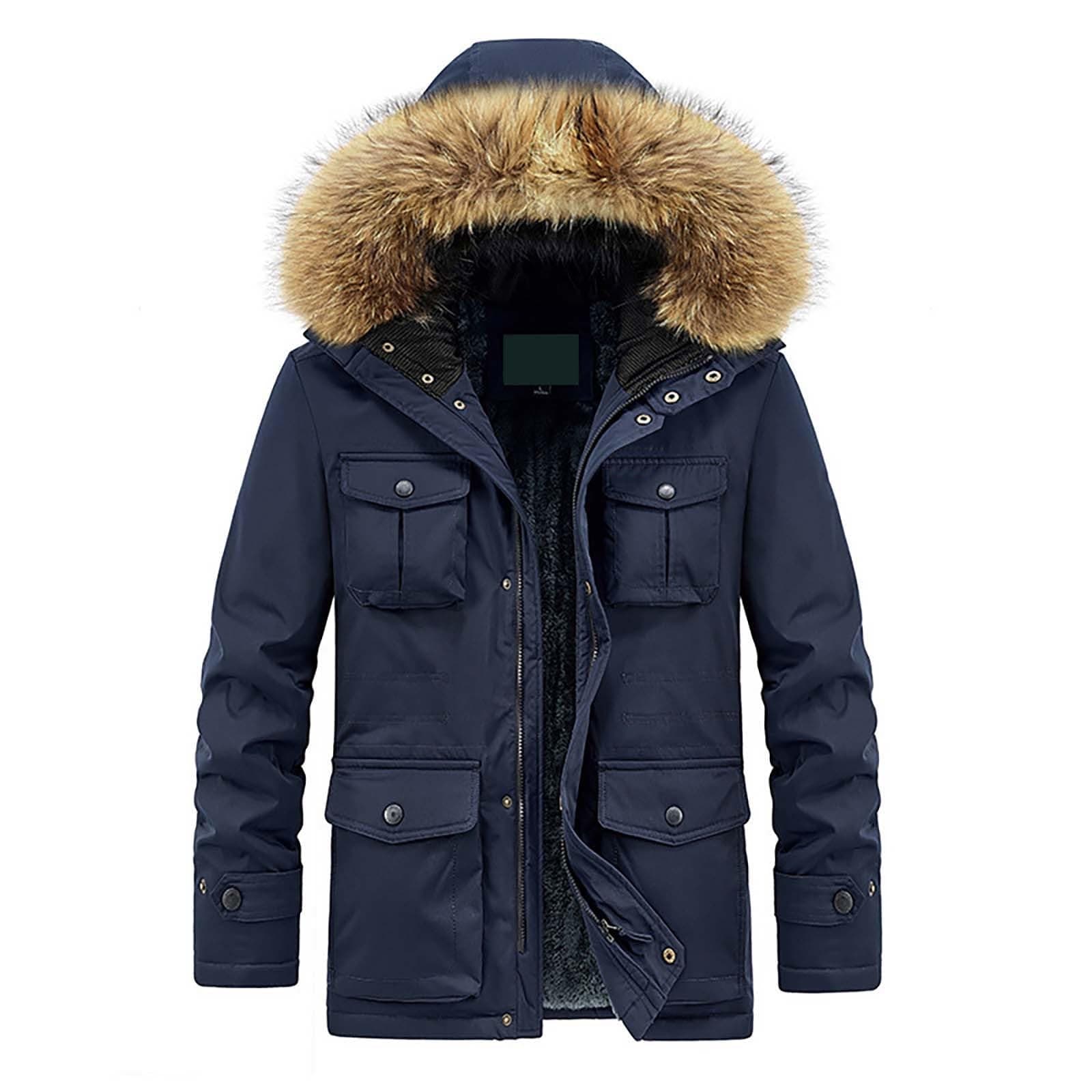 Plus Size Mens Winter Parka Coat Black Wool Trench Ski Jacket Stocking Stuffers