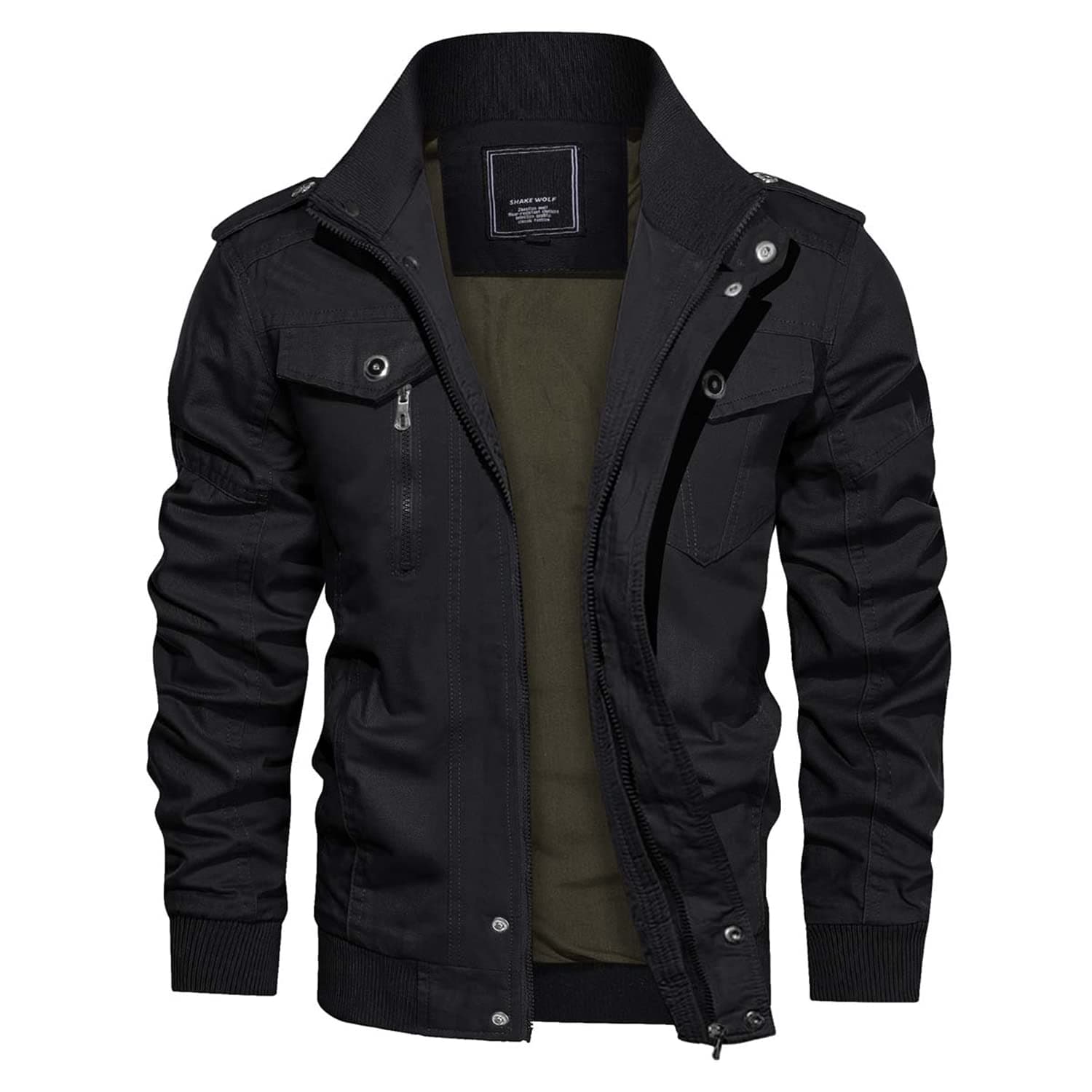 CRYSULLY Men's Casual Windbreaker Jacket with Cargo Pockets