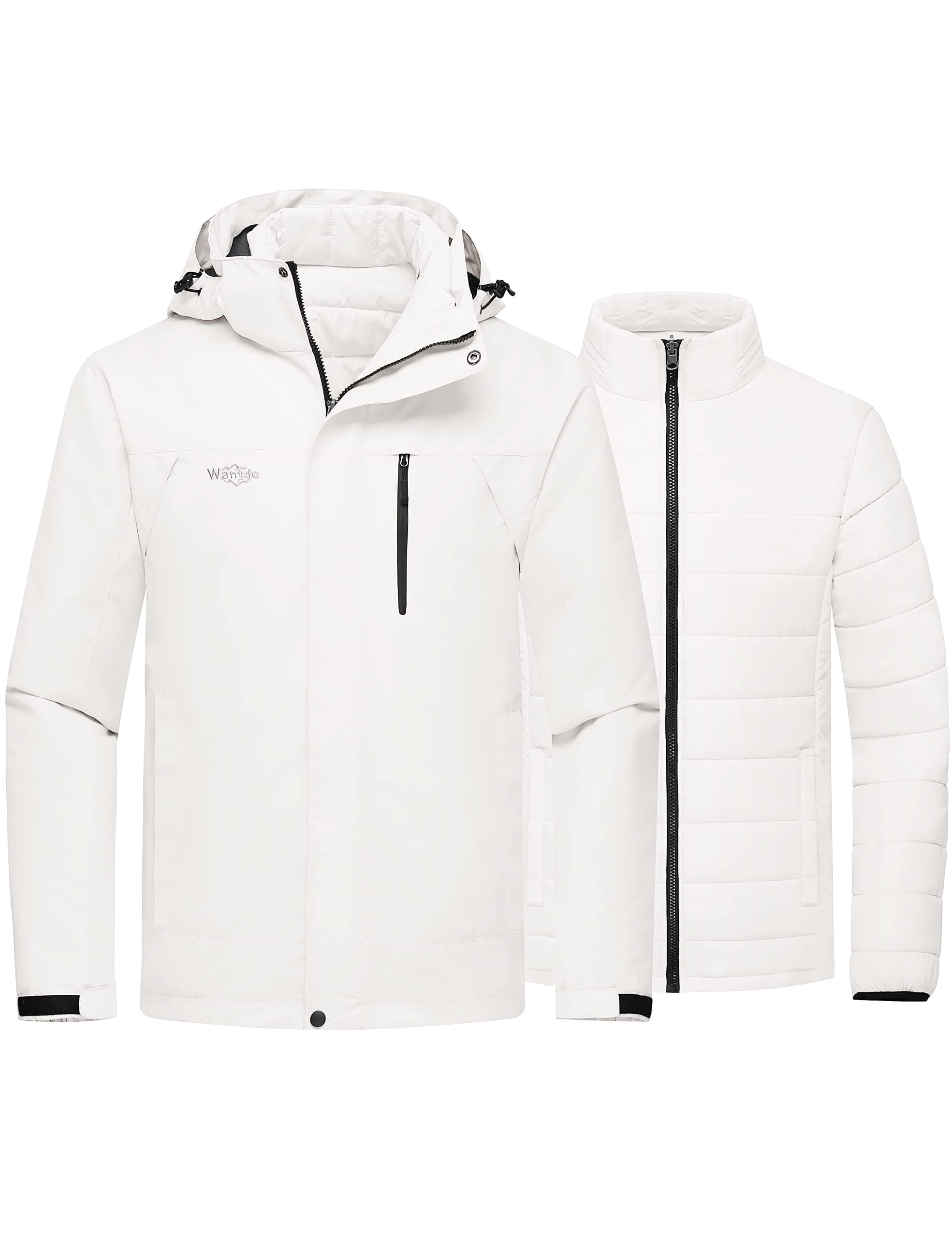 Wantdo Men's Waterproof 3-in-1 Ski & Snowboarding Jacket Windproof Warm Coat with Detachable Puffer
