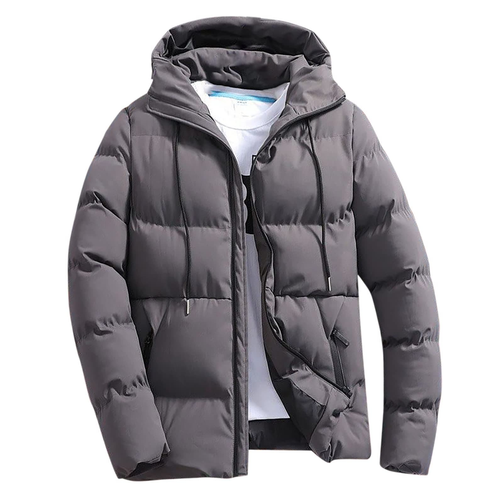 Men's Big and Tall Cotton Hooded Puffer JacketOutdoor Winter Warm Casual