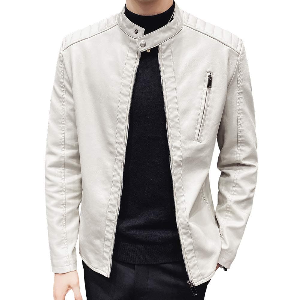 Men's Slim Fit Faux Leather Motorcycle Jacket