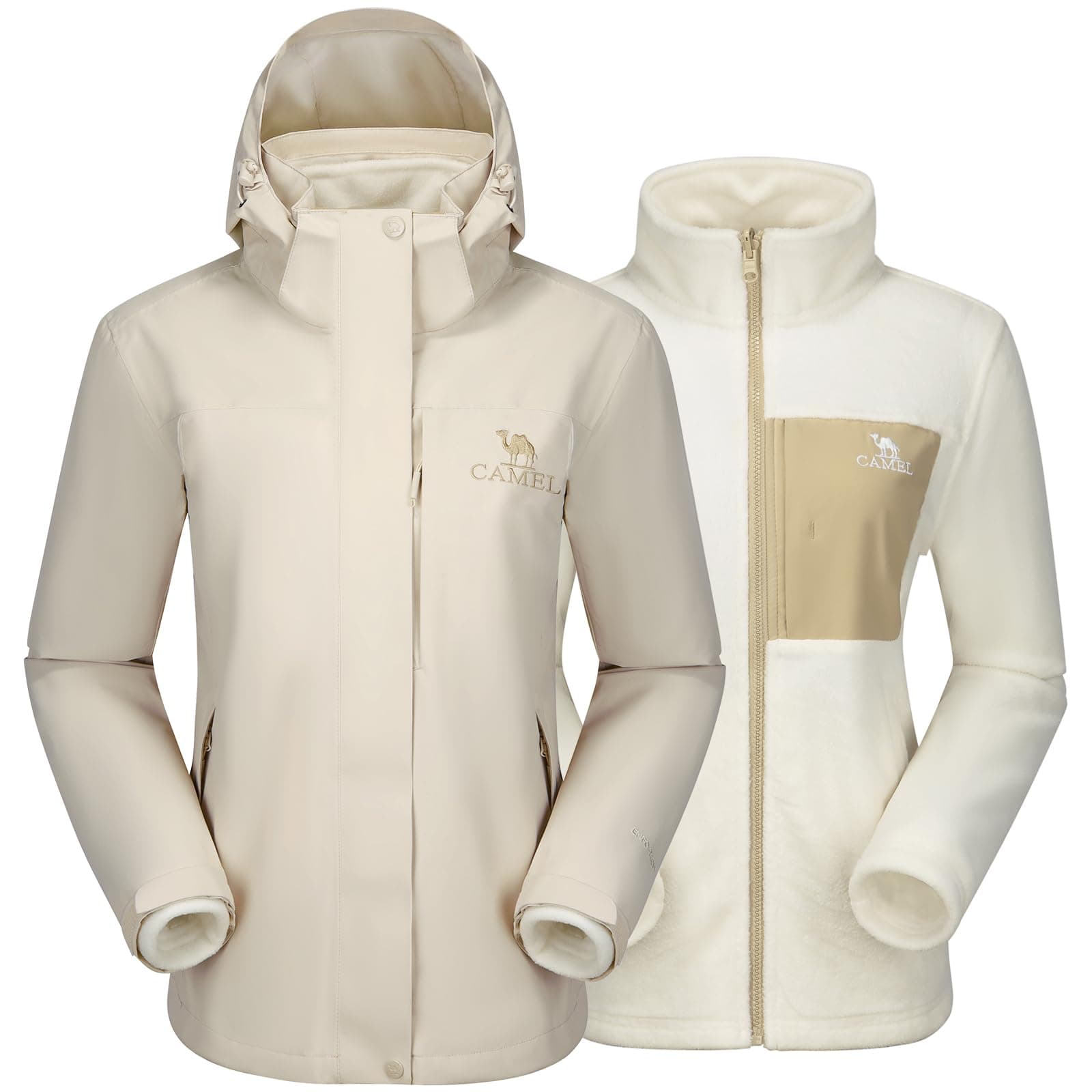 CAMEL Women's 3-in-1 Winter Ski Jacket Waterproof Snow Coat
