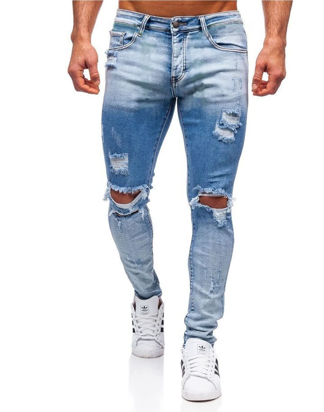 HUNGSON Mens Ripped Skinny Jeans