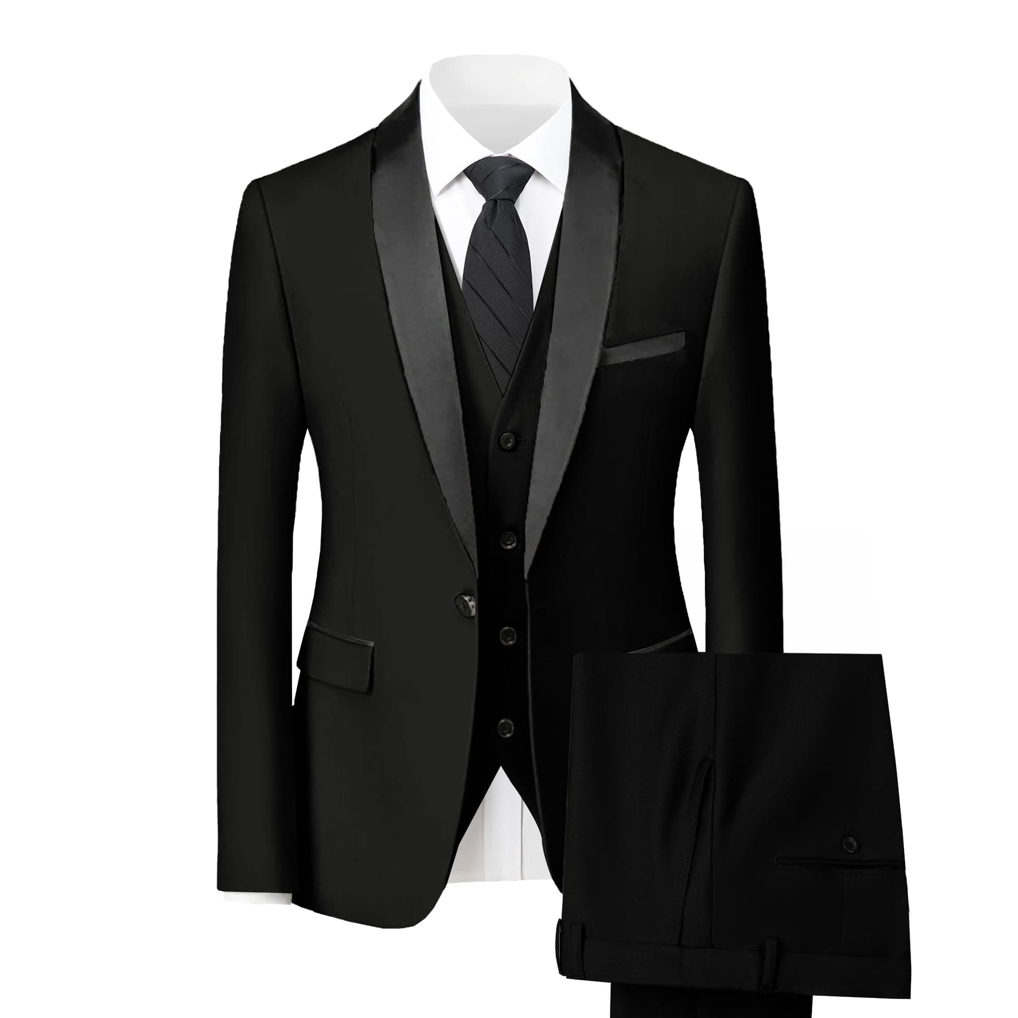 Hipfun Men's 3-Piece Slim Fit Suit for Wedding & Business