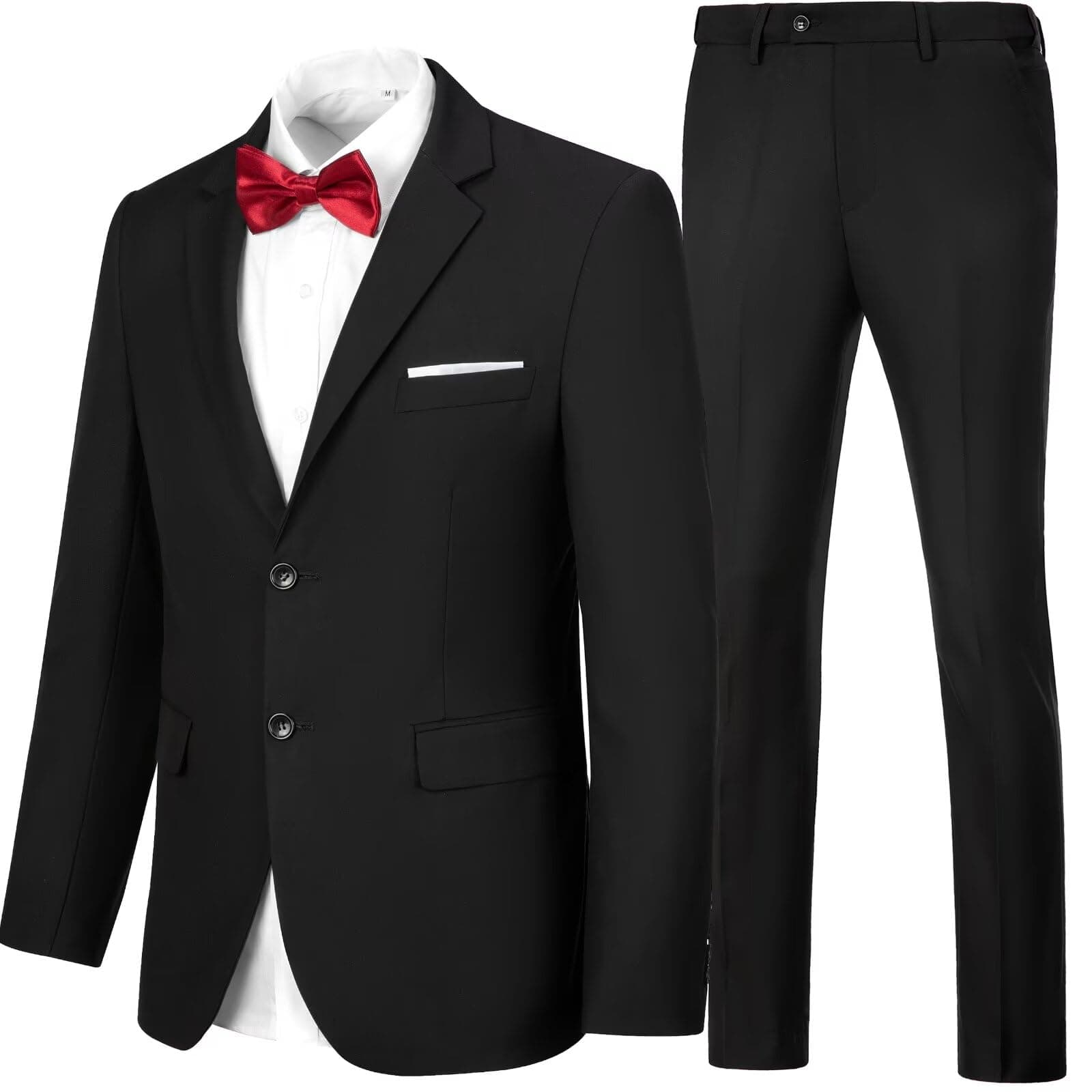 CAZUOYI Mens Slim Fit Prom & Business 2-Piece Suit Jacket & Pants Set