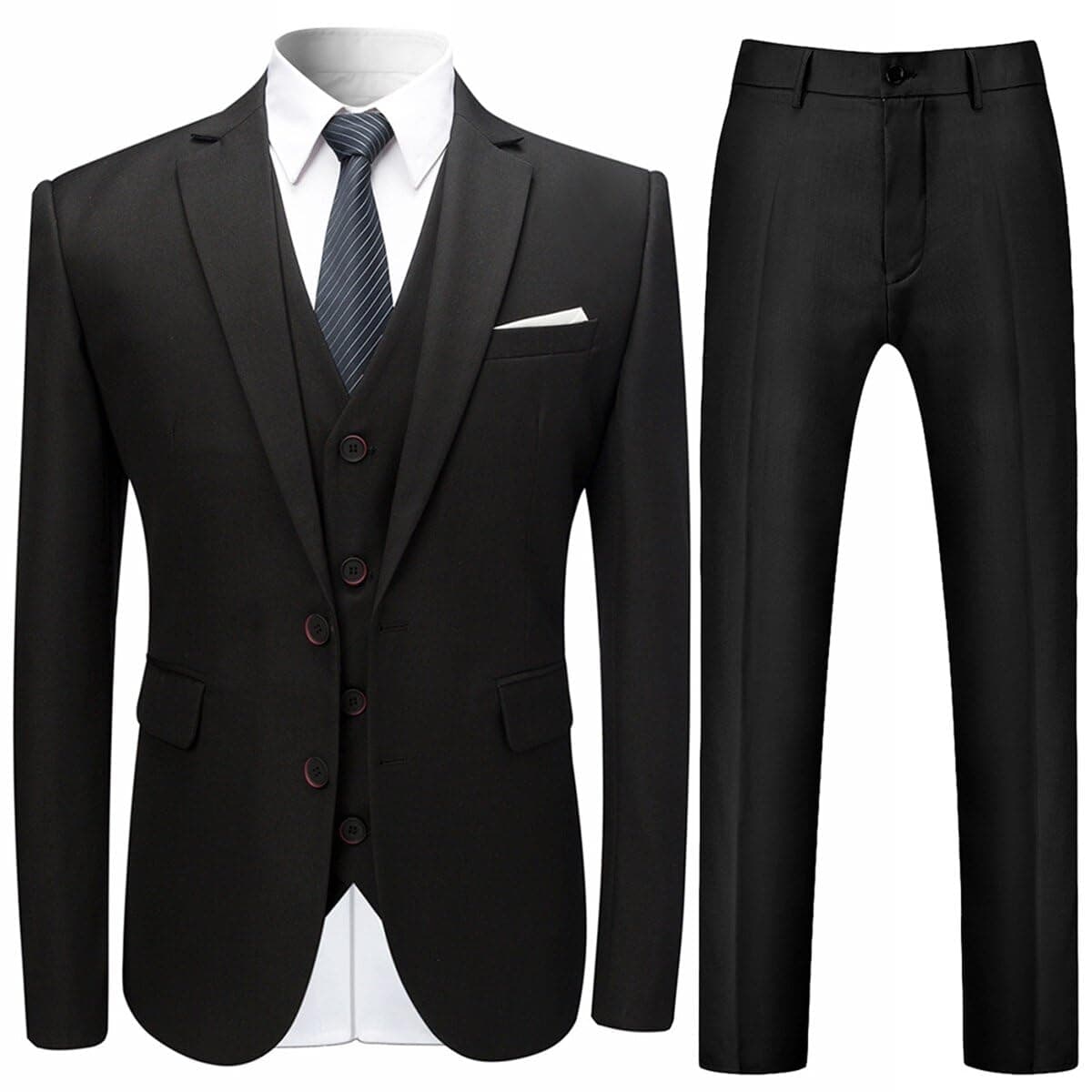 Cloudstyle Mens Classic Fit 3 Piece Dress Suit Wedding Formal Jacket & Vest & Pants