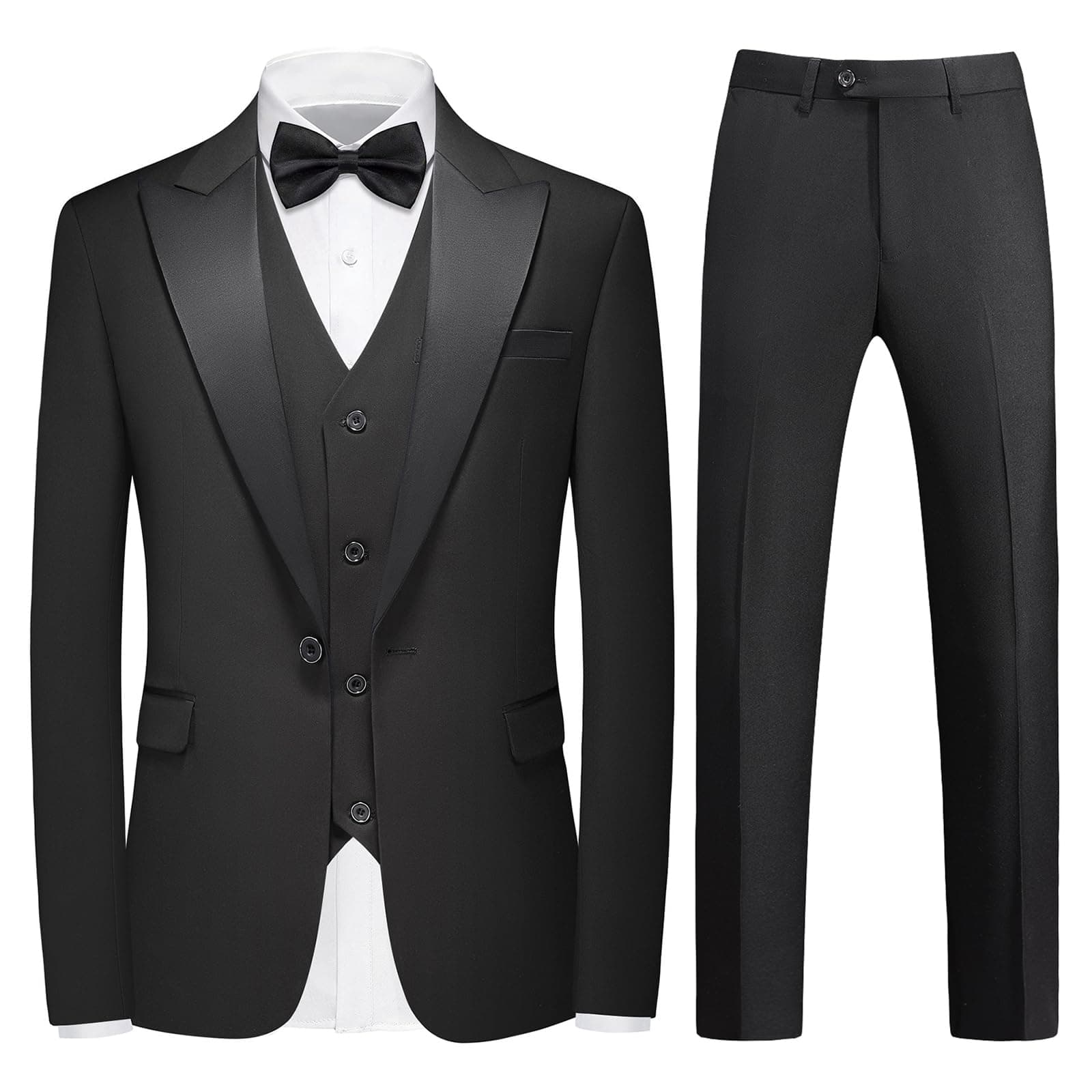KUDMOL Men's Slim Fit One-Button Tuxedo Suit for Weddings and Proms