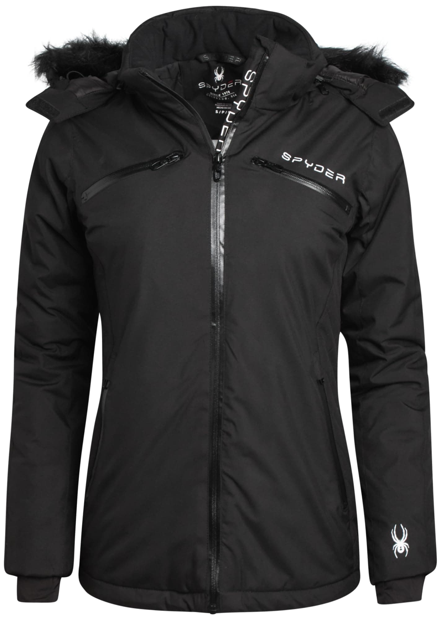 Spyder Women's Color Block Quilted Snow Jacket - Weatherproof Ski with Detachable Hood (S-XL)