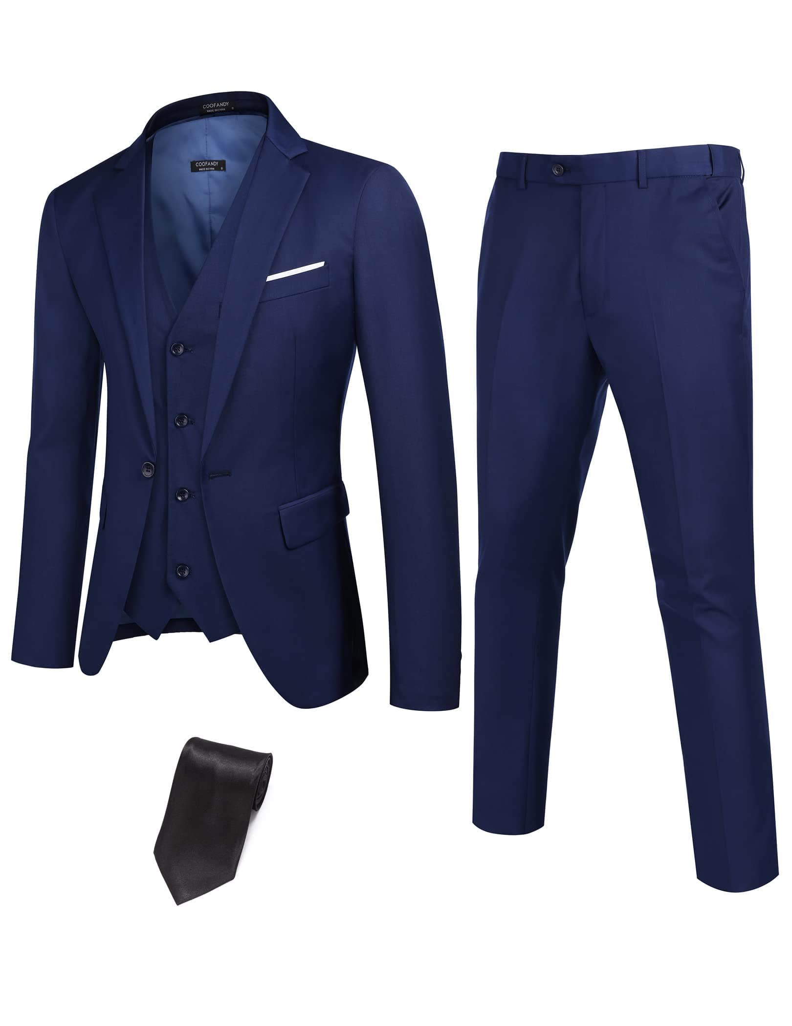 COOFANDY Men's 3-Piece Slim Fit Suit with Blazer Jacket and Pant