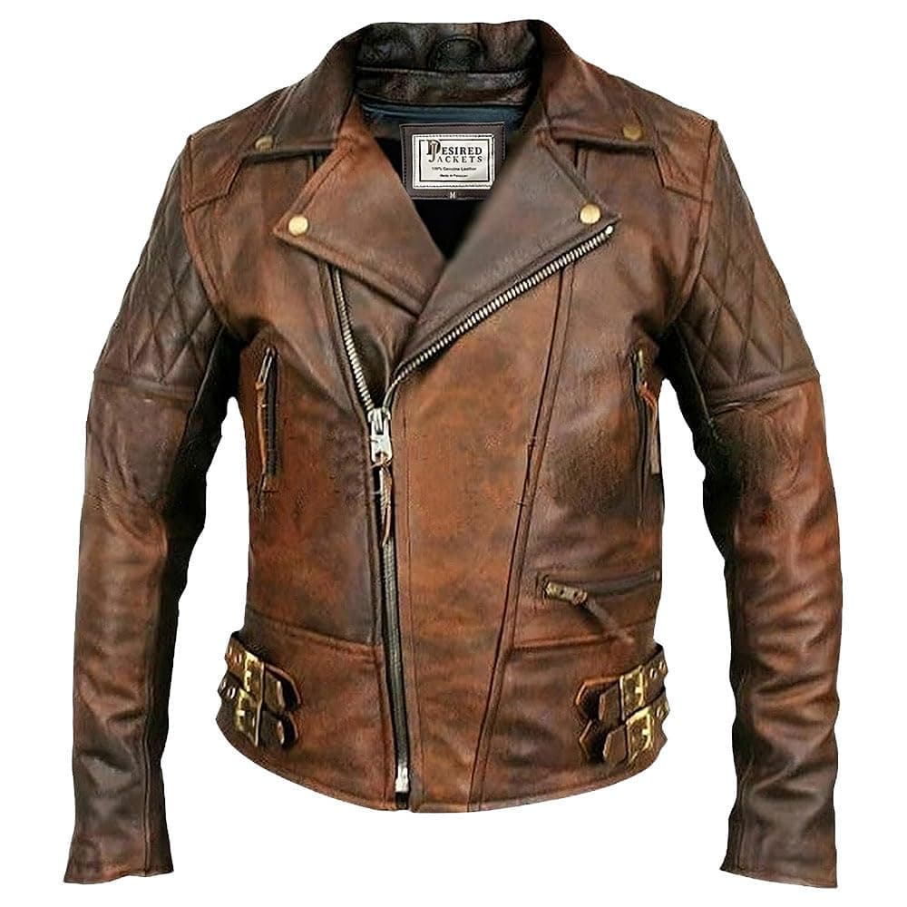 Classic Lambskin Men’s Leather Biker Jacket - Cafe Racer Style