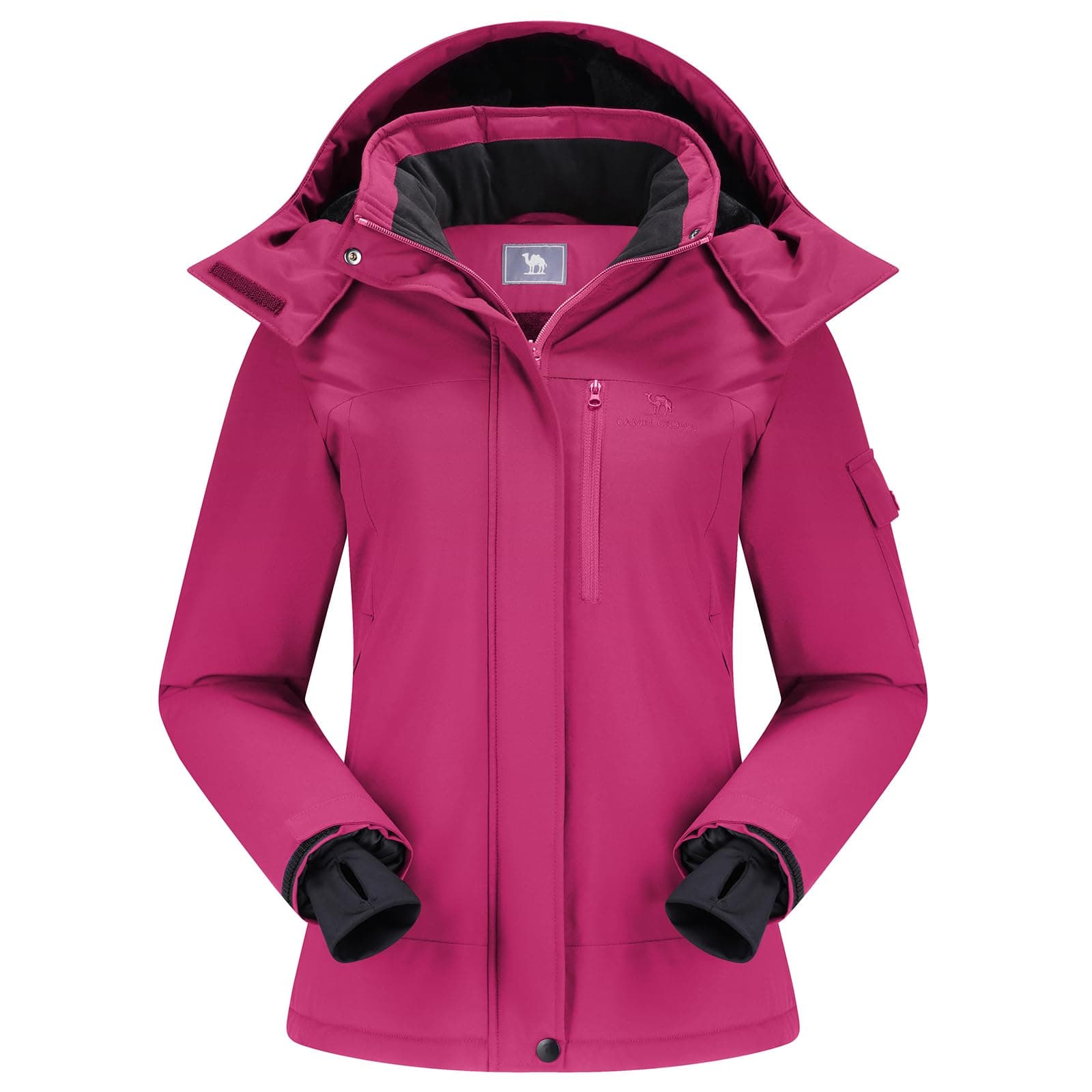 CAMEL CROWN Women's Waterproof Winter Ski Jacket+Fleece Hooded Coat