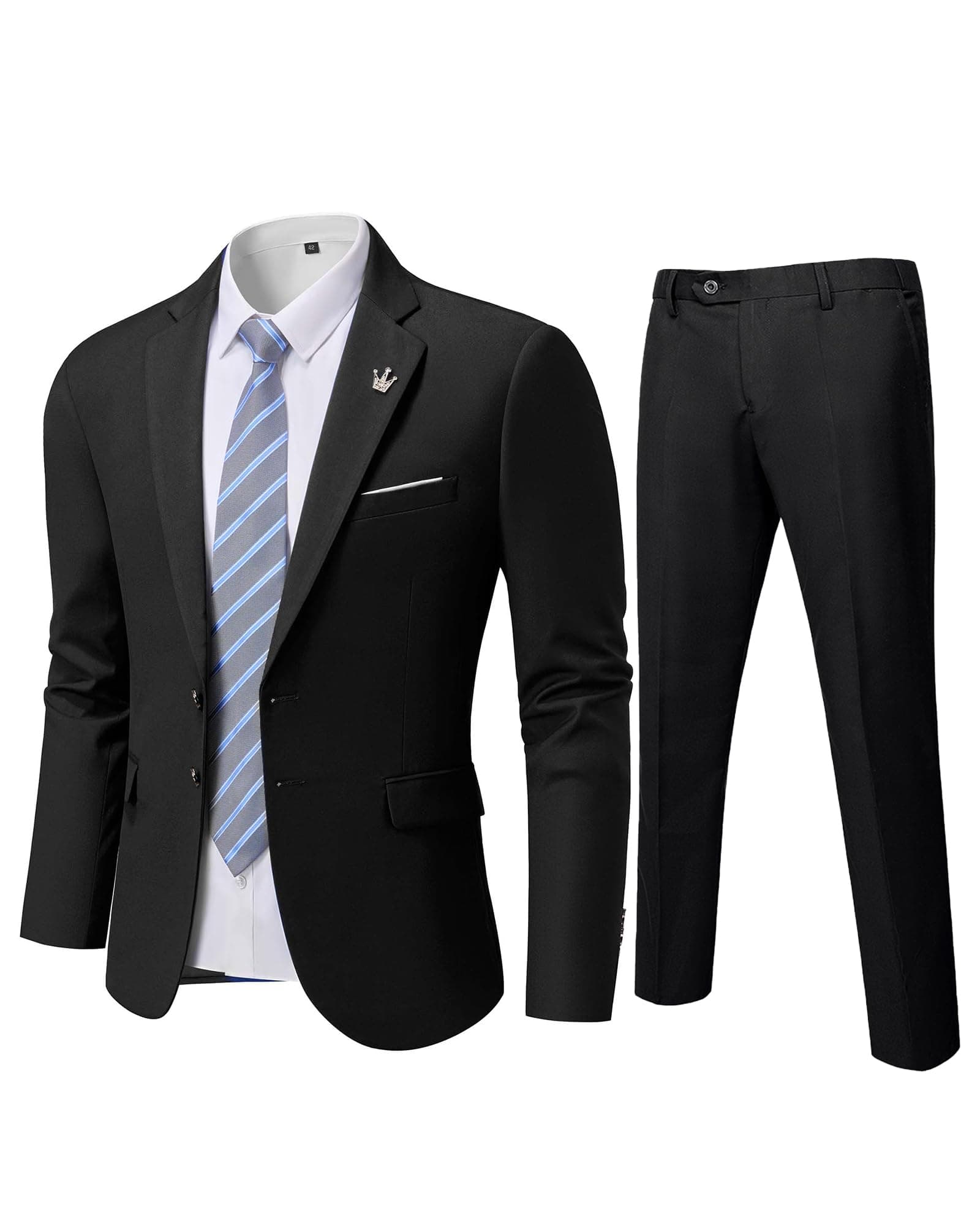 YND Men's Slim Fit 2-Piece Suit with Notch Lapel Jacket & Pants Set