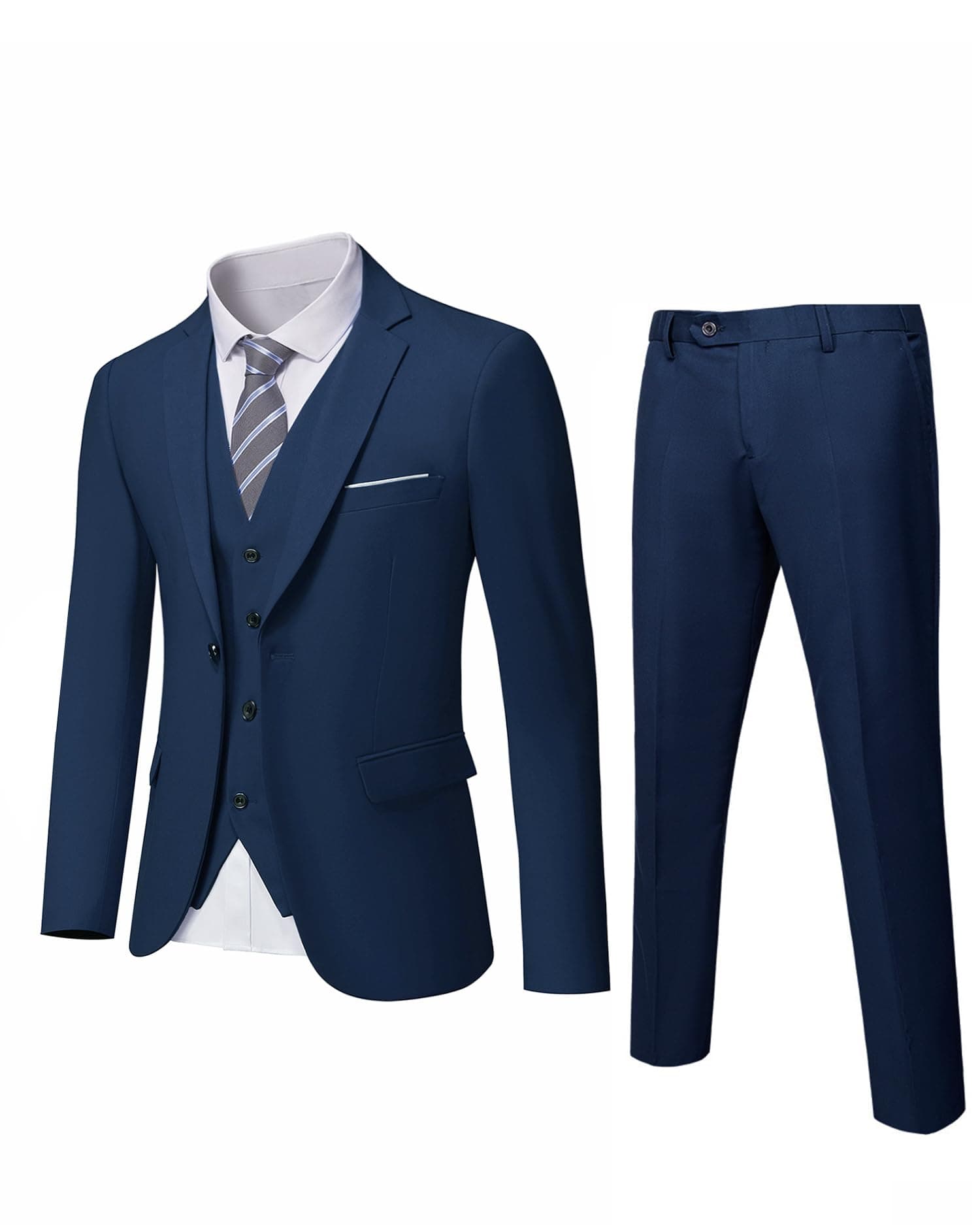 MrSure Men's 3-Piece Slim Fit Tuxedo Suit with Vest Pants Tie for Party Wedding Business