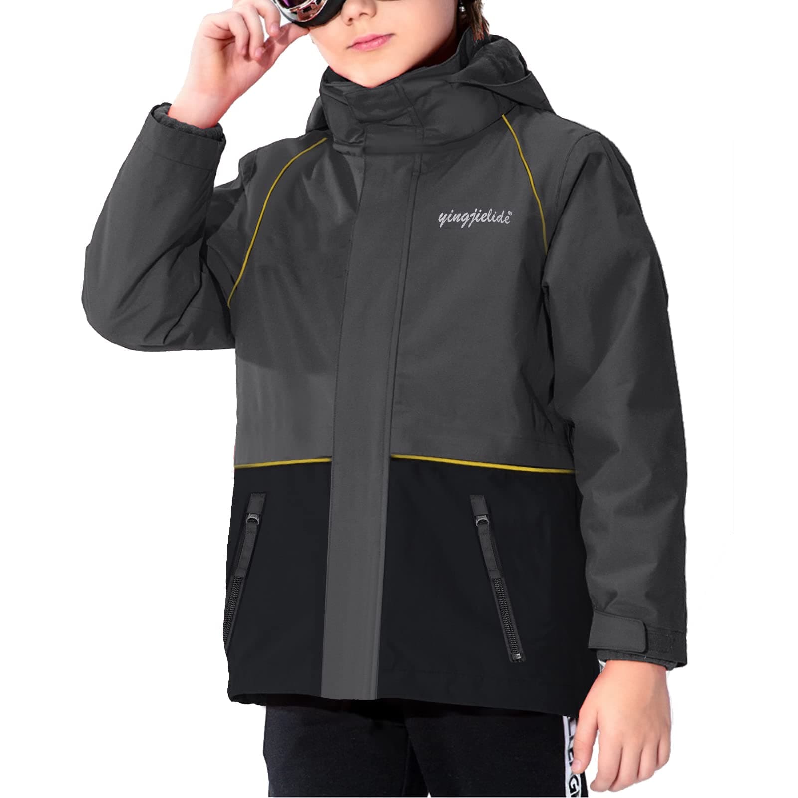 YingJielide Boy's Waterproof Snow Jacket - Warm Fleece Lined Winter Caot