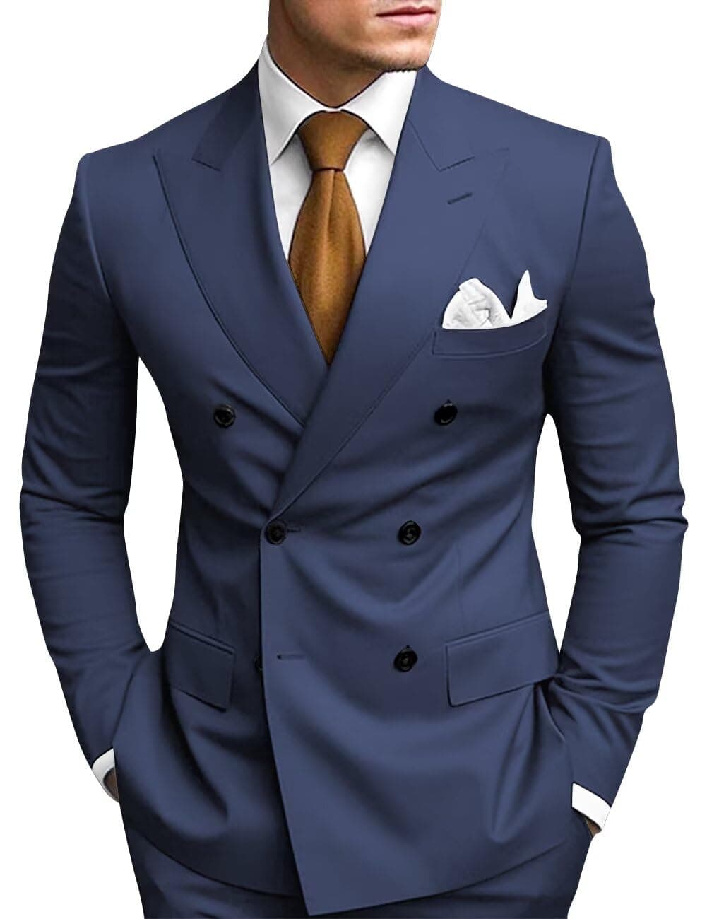 Double Breasted Suit Men Slim Fit 2 Piece Wedding Prom Set