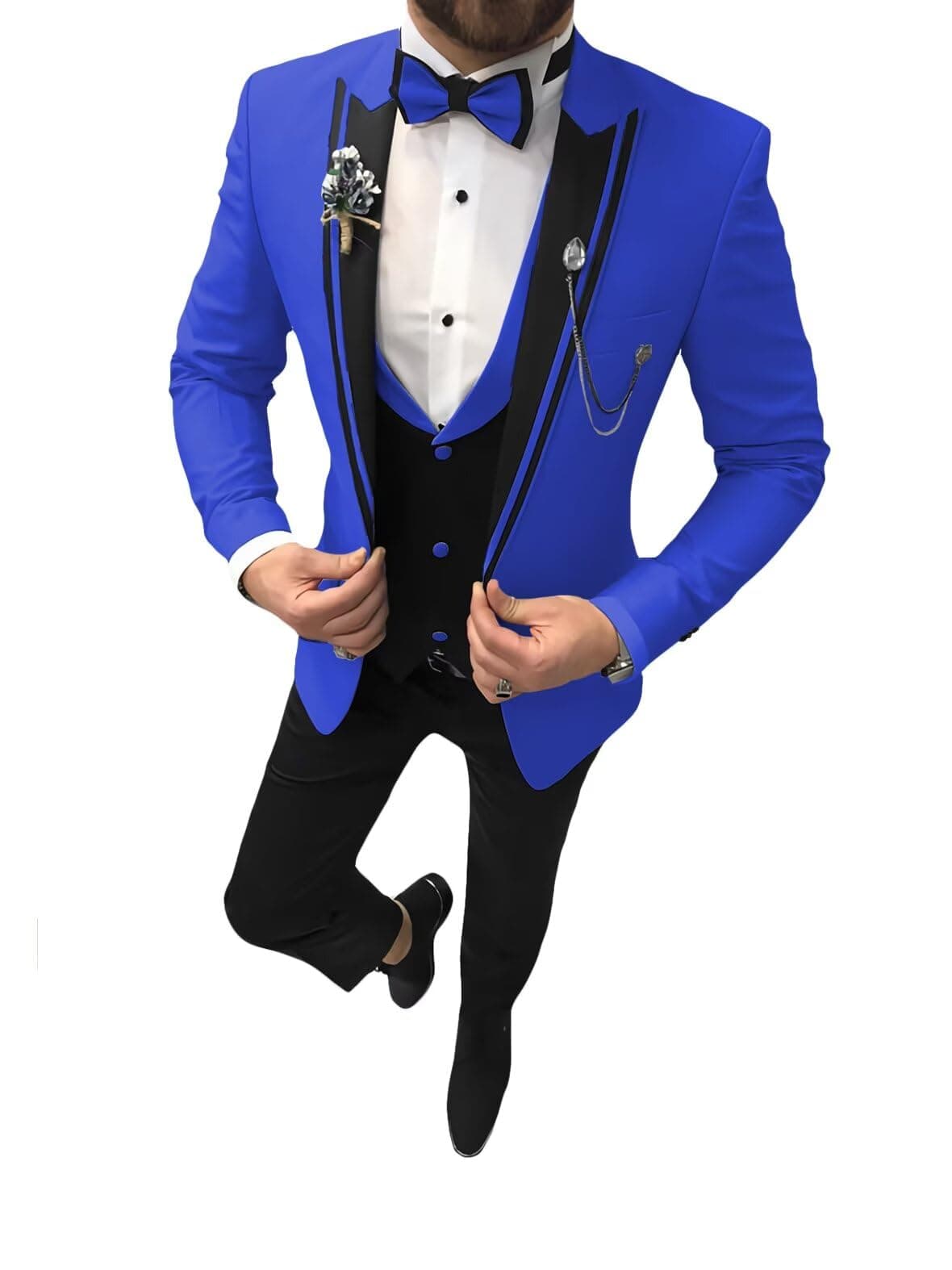 Suzhimo Men's Slim Fit Tuxedo Suit with Blazer, Pants & Tie for Marriage Prom
