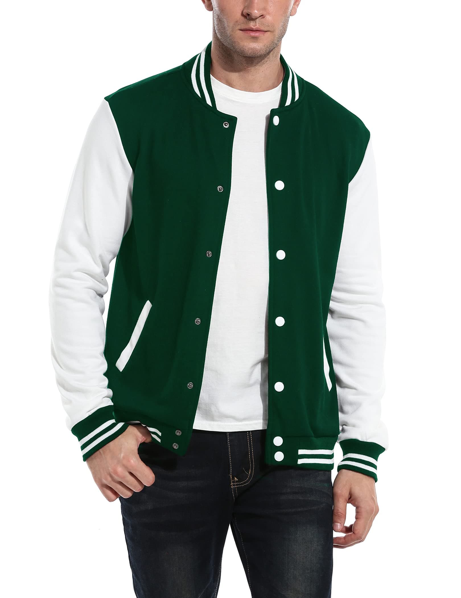 COOFANDY Men's Slim Fit Cotton Varsity Baseball Bomber Jacket