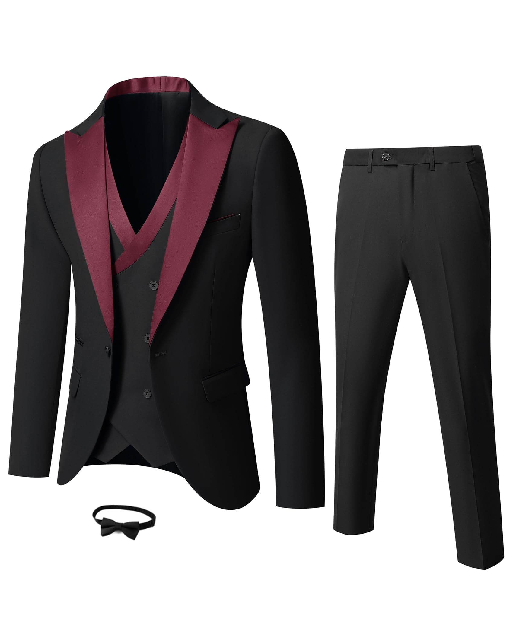 YND Men's Slim Fit Wedding Tuxedo Set with Bow Tie